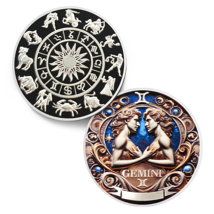 Cool Gemini 12 Zodiac Protective Talisman Challenge Coin