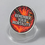 Hourglass & Flame Stoic EDC Memento Mori Skull Coin