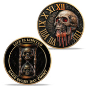 Skull & Hourglass Remember You Must Die Memento Mori Coin