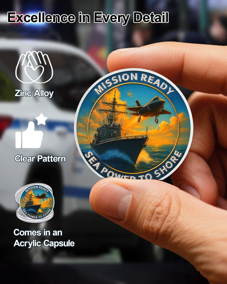 USA Navy Challenge Coin -Naval Force Coins with Warship & Eagl