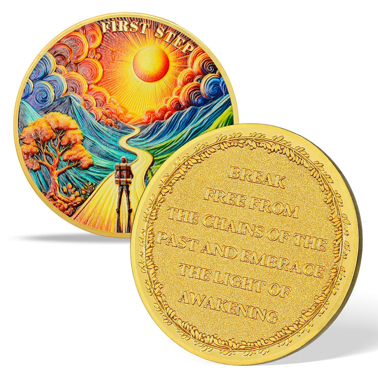 Motivational Recovery Coin Embrace Awakening Transformative Journey toward Personal Growth and Freedom
