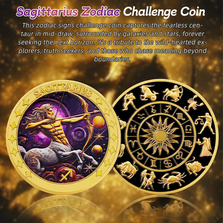 Sagittarius 12 Zodiac Challenge Coin