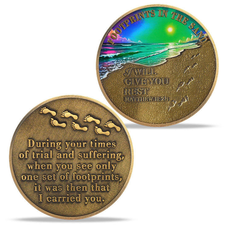 Beach Footprints Religious Coin