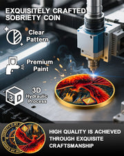 Personalized Rising Phoenix Compass to Guide The Way Sobriety Coin