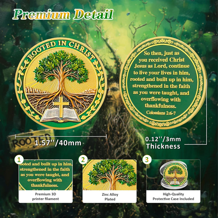 Rooted in Christ Christian Religious Challenge Coin