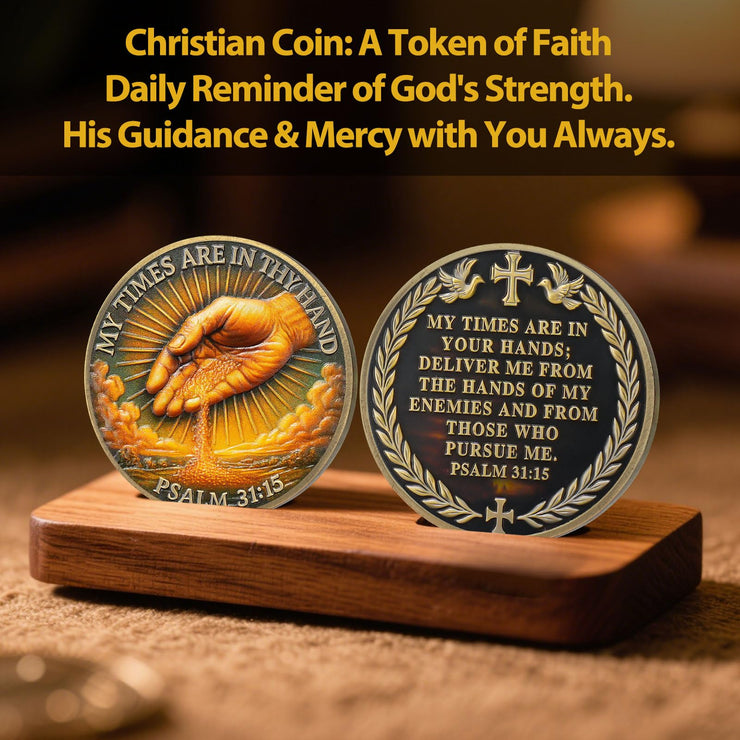 Time in God's Hands with Psalm 31:15 Tokenara Christian Challenge Coin