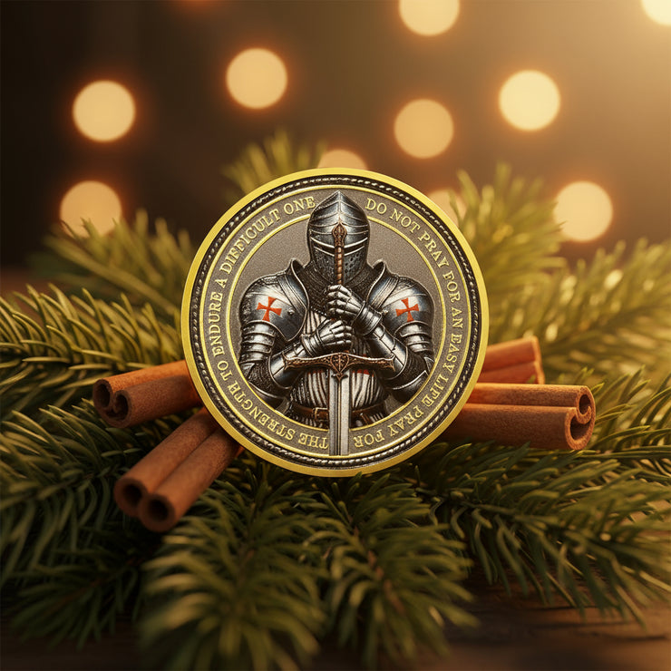 Steel Helm Knight Cross Challenge Coin