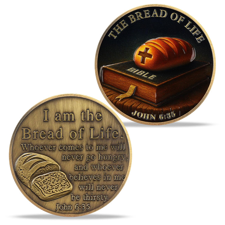 Bible Bread Religious Coin Inspirational Bible Verse Medallion