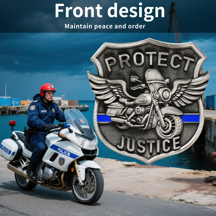 Unique Shape Motorcycle Police Challenge Coin