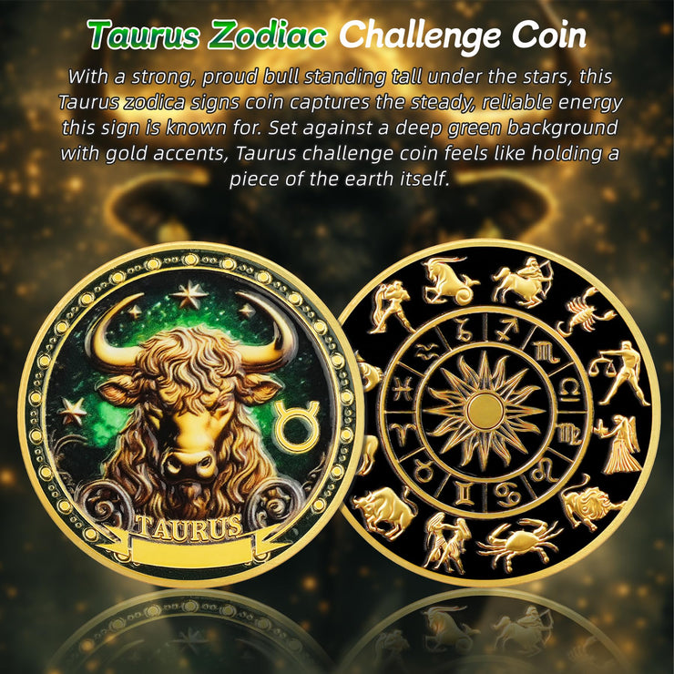 Taurus 12 Zodiac Challenge Coin