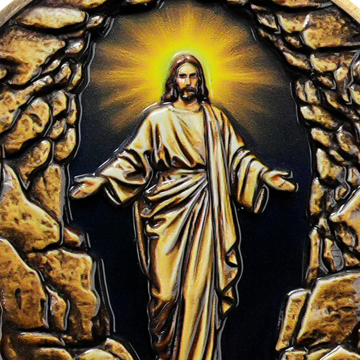 Jesus Stone Tomb Resurrection Religious Coin