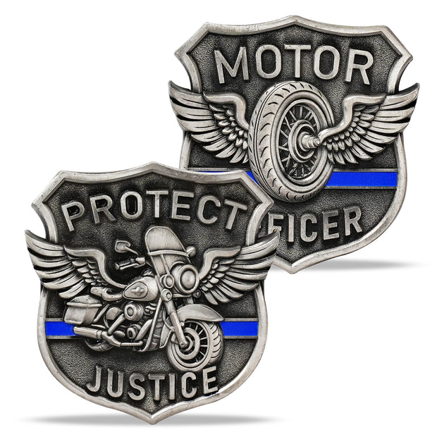 Unique Shape Motorcycle Police Challenge Coin