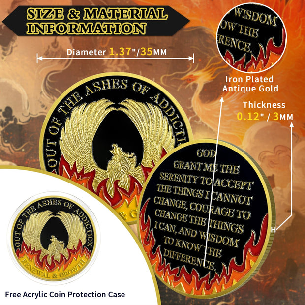 Rebirth from the Ashes Phoenix Sobriety Coin