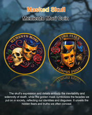 Memento Mori Challenge Coin Golden Masked Skull Coins
