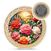 Pretty June Rose Birth Flower Sobriety Coin