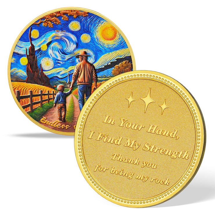 Sunflowers and Stars Father Challenge Coin