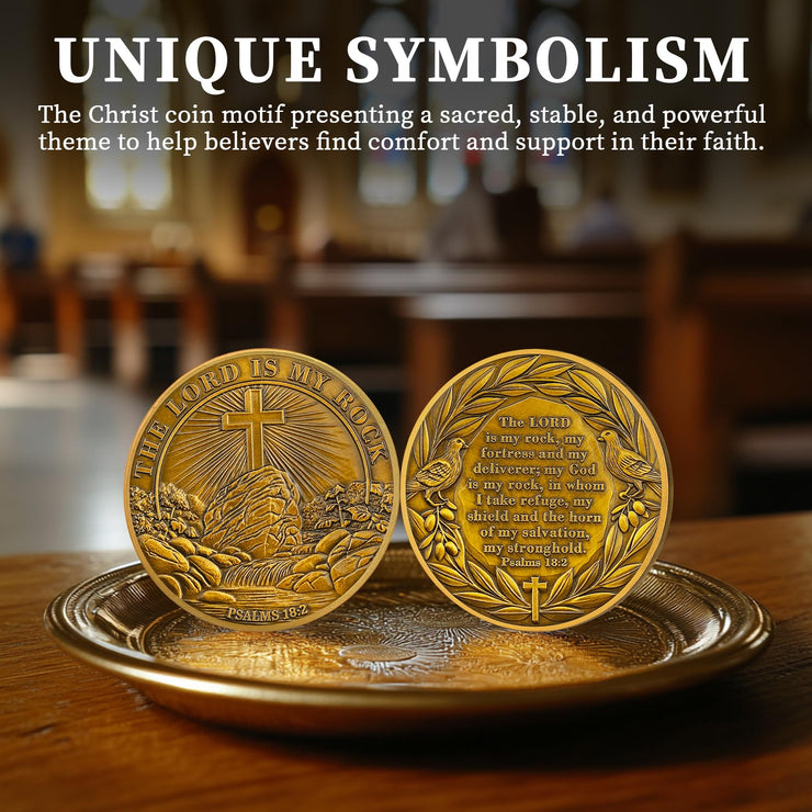 The Lord is My Rock Christian Challenge Coin