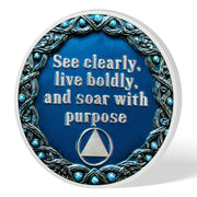 Owl & Triangular Symbol See Clearly Sobriety Coin