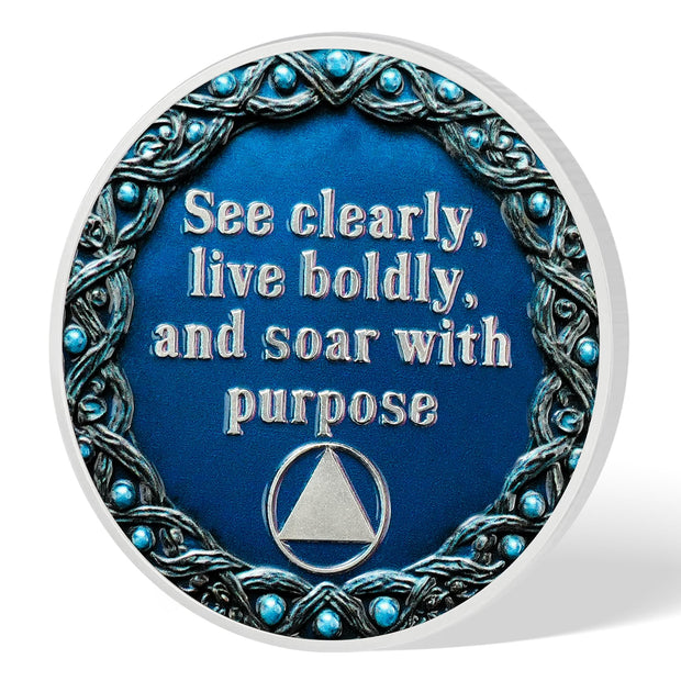 Owl & Triangular Symbol See Clearly Sobriety Coin