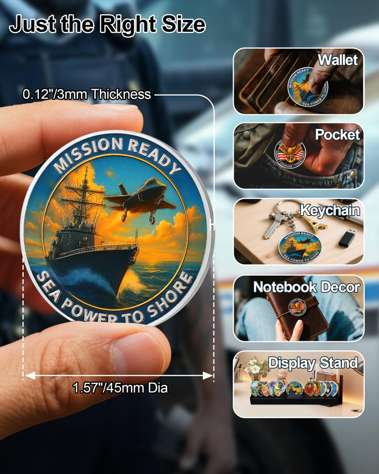 USA Navy Challenge Coin -Naval Force Coins with Warship & Eagl
