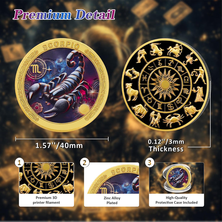 Scorpio 12 Zodiac Challenge Coin
