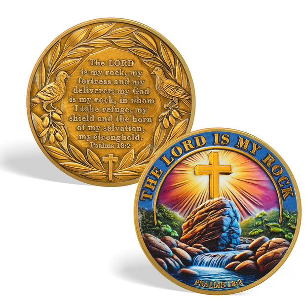 The Lord is My Rock Christian Challenge Coin