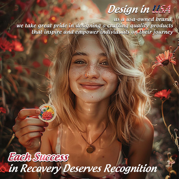 Pretty January Birth Flower Sobriety Coin