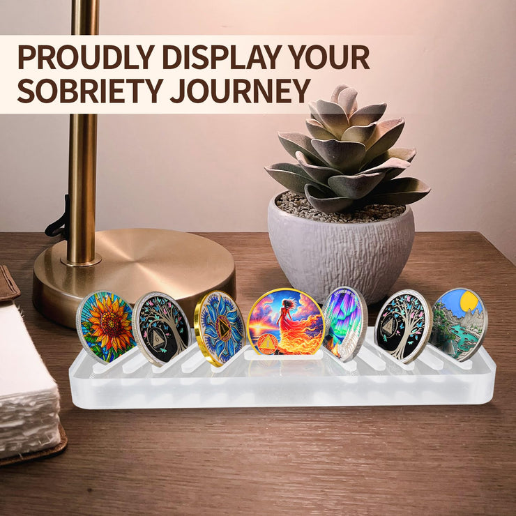 AA Chip Holder Display Case Holds 11 Sobriety Coin