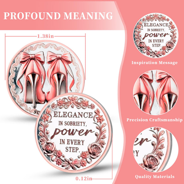 Bow Tie & High Heels Affirmation Sobriety Coin