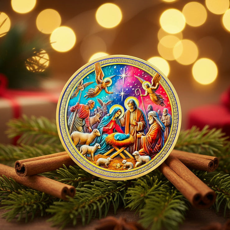Jesus Birth Light of The World Christian Challenge Coin