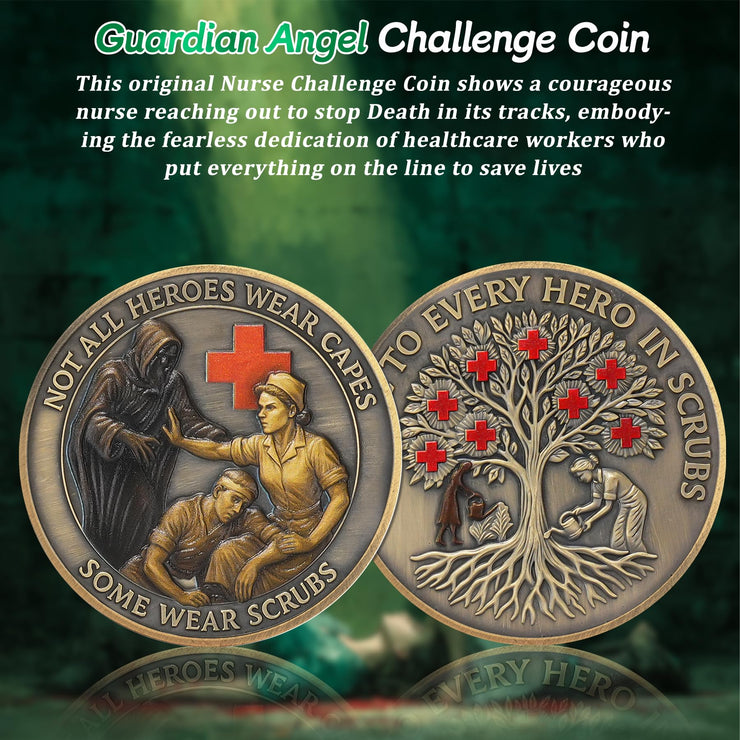 Guardian Angel Nurse EMT Tree of Life Nurses Prayer Challenge Coin