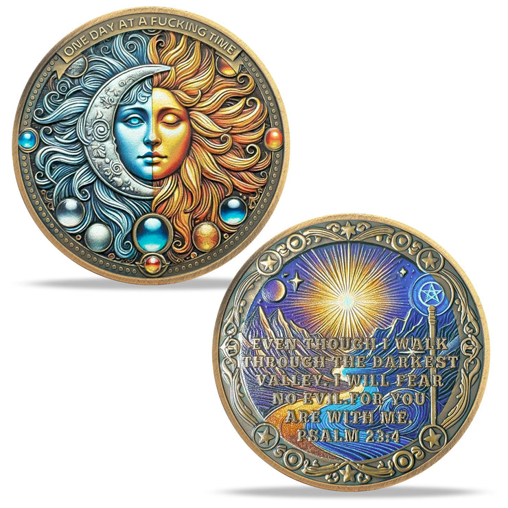 Sun and Moon Recovery Sobriety Coin