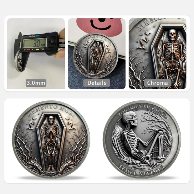 You Only Live Once Momento Mori Skull Coin