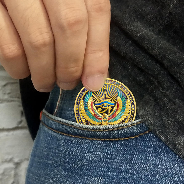 Inspirational Egyptian Symbol Pharaoh Eye of Horus Religious Coin