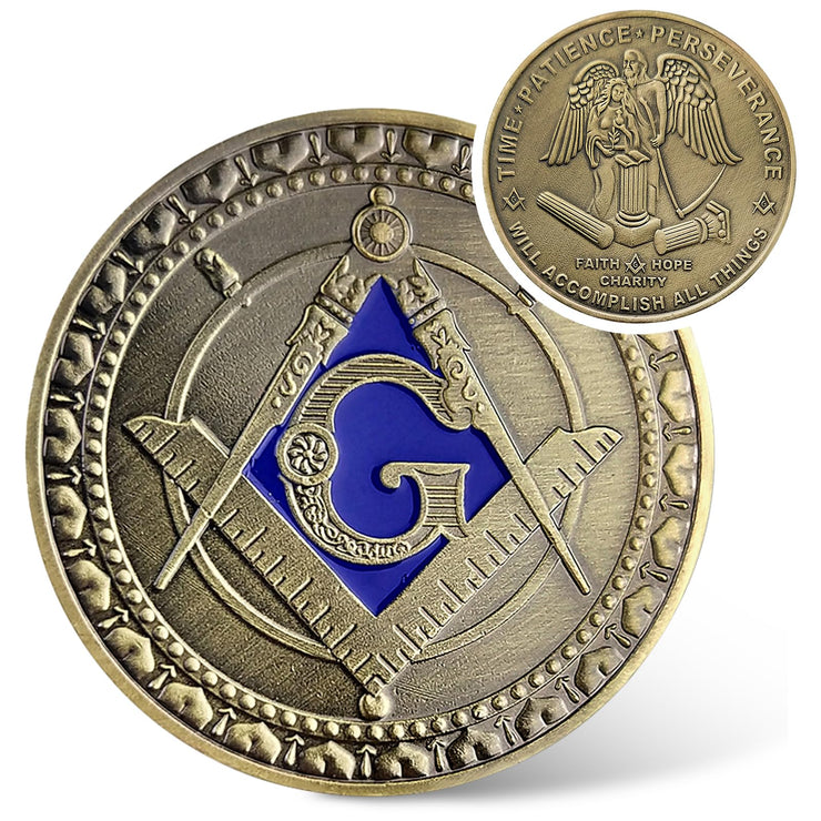 Masonic Square & Compass Freemasons Angel Challenge Coin