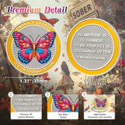 Pink Recovery Butterfly Sobriety Coin