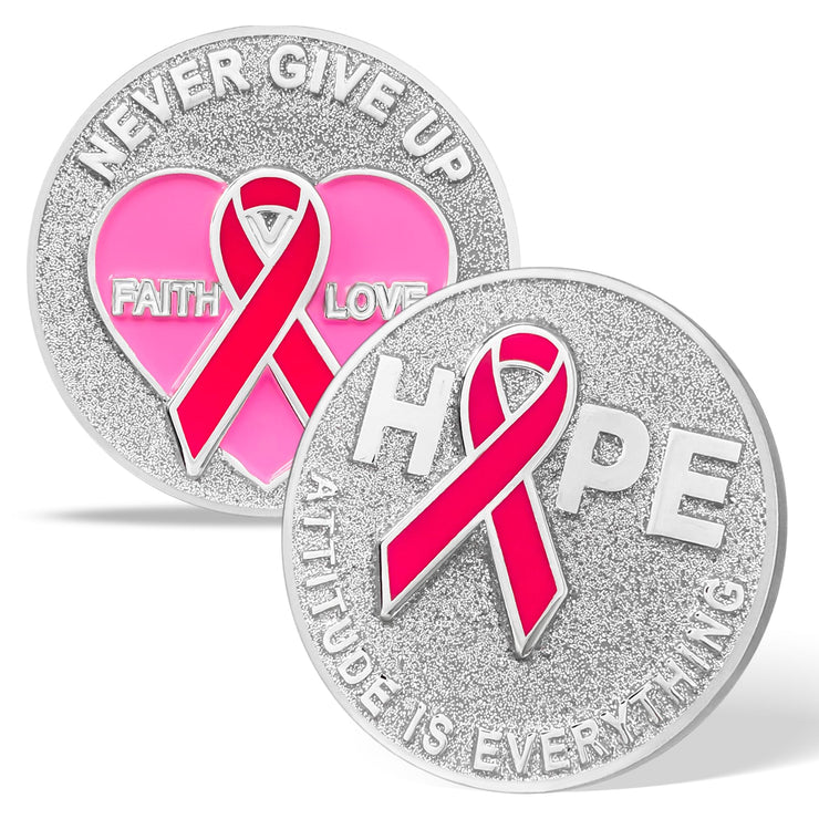 Pink Ribbon Breast Cancer Coin for Cancer Care Awareness Accessories