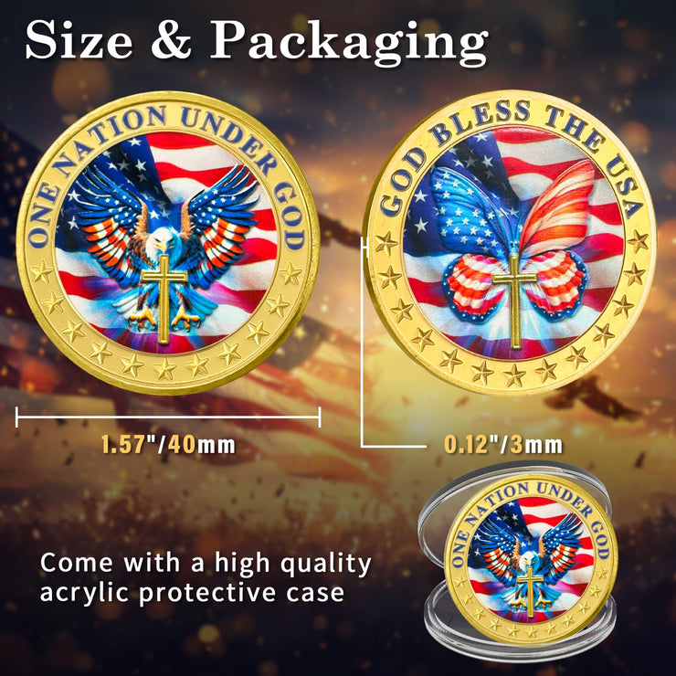 Veteran Faith Christian God Bless The USA Military  Challenge Coins