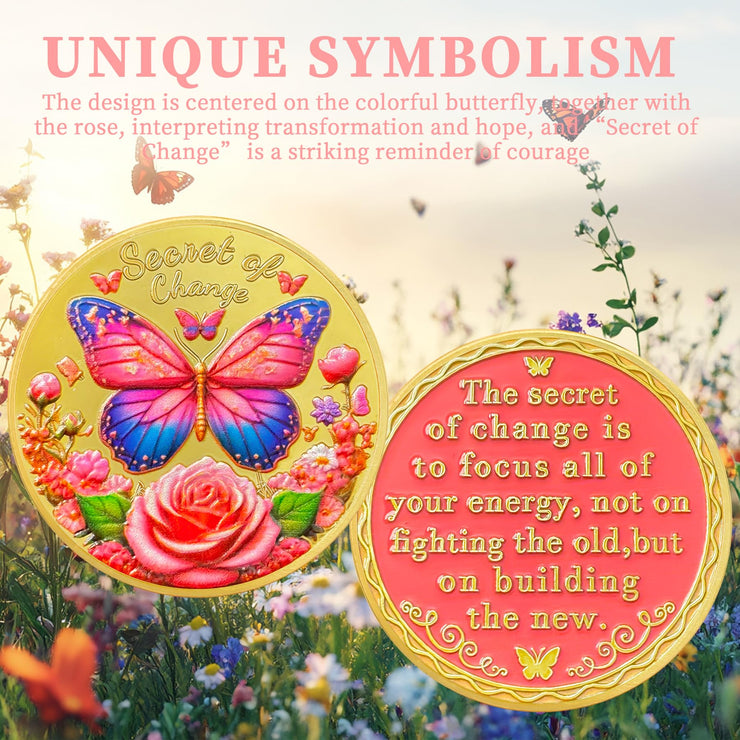 Butterfly Recovery Affirmation Sobriety Coin