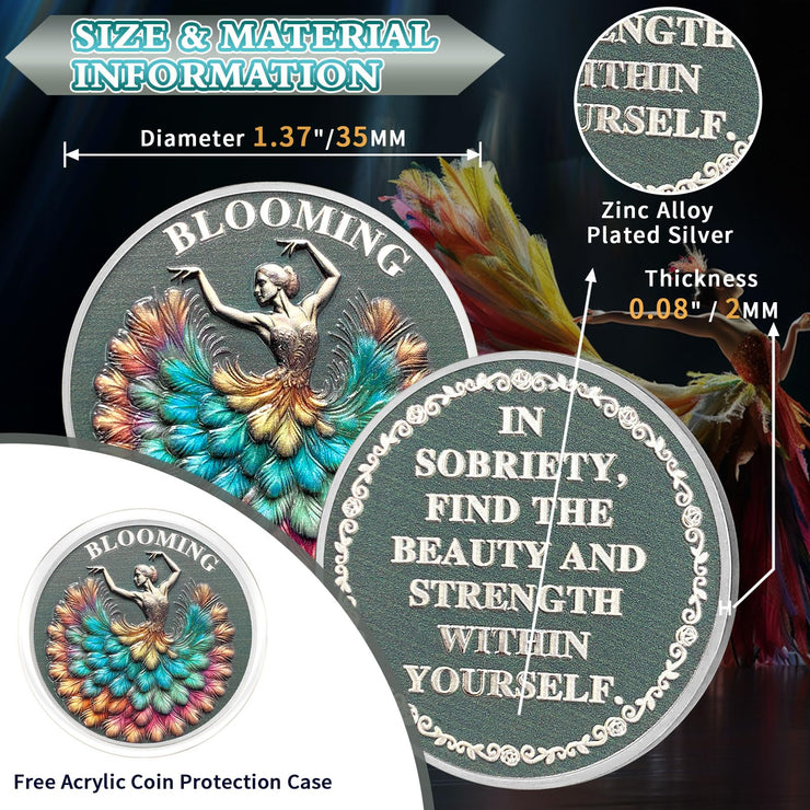 Blooming & Awakening Dancing Life Sobriety Coin