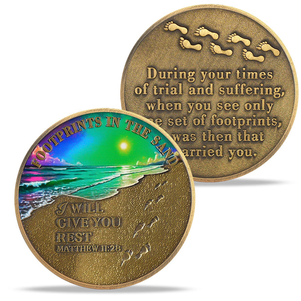 Growing Footprints Rainbow Beach Christian Coin Religious Coin