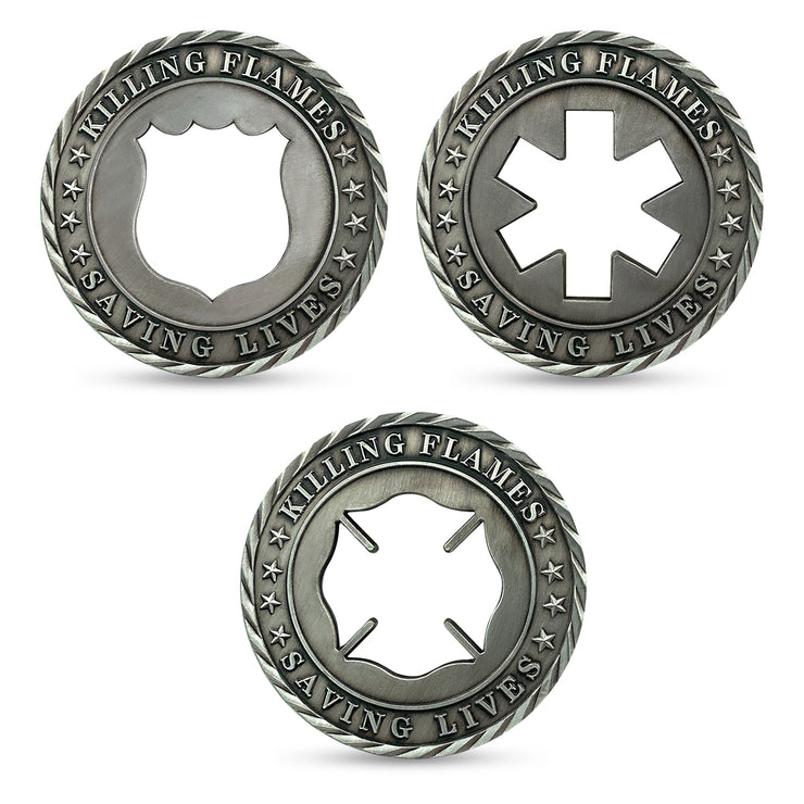 3 Pcs Sliver Openwork Police Challenge Coins Law Enforcement Officer Gifts Set