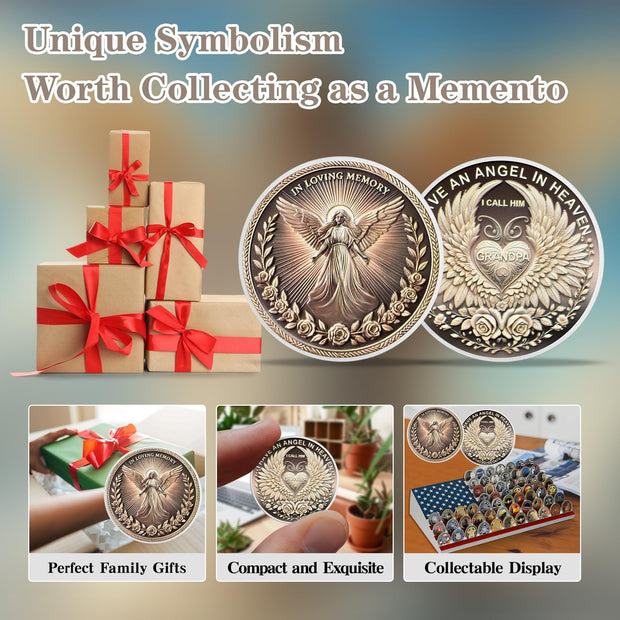 I Have an Angel in Heaven I Call Him Grandpa MemorialChallenge Coins