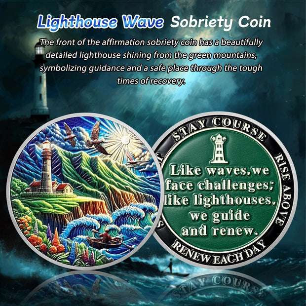 Lighthouse Wave Sobriety Coin