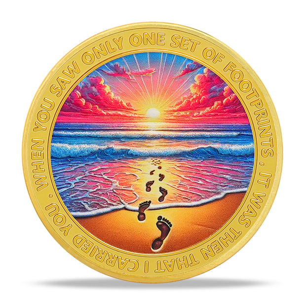Seaside Footprints Religious Coin