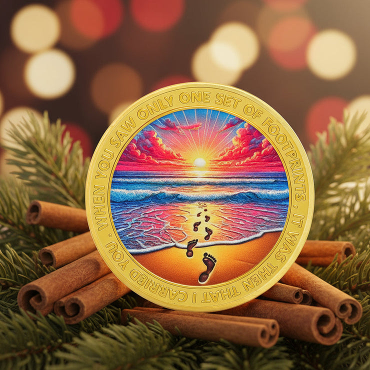 Seaside Footprints Religious Coin