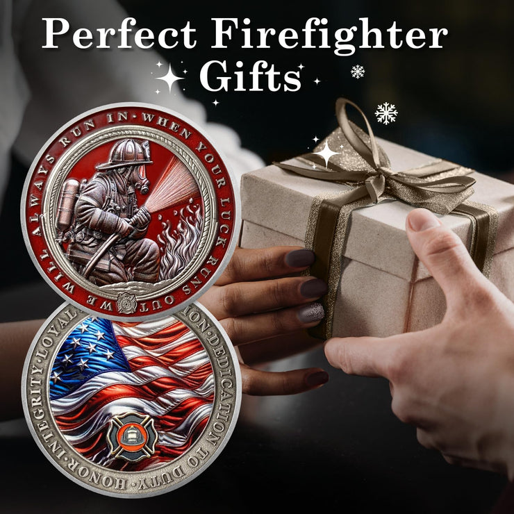 Firefighter Run Towards The Fire Rescue Challenge Coin