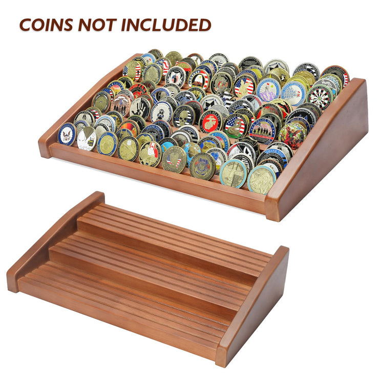 12 Rows Solid Wood  Coin Display Stand Holds 90-100 Coins