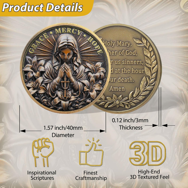Inspirational Holy Mary Christian Challenge Coin