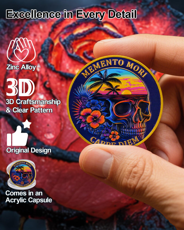 Memento Mori Coin Skull Challenge Coins Carpe Diem Coin